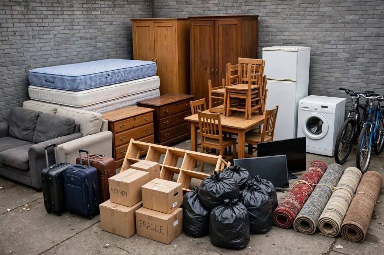An example large load of household items and waste