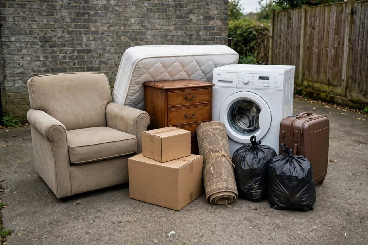 An example small load of household items and waste